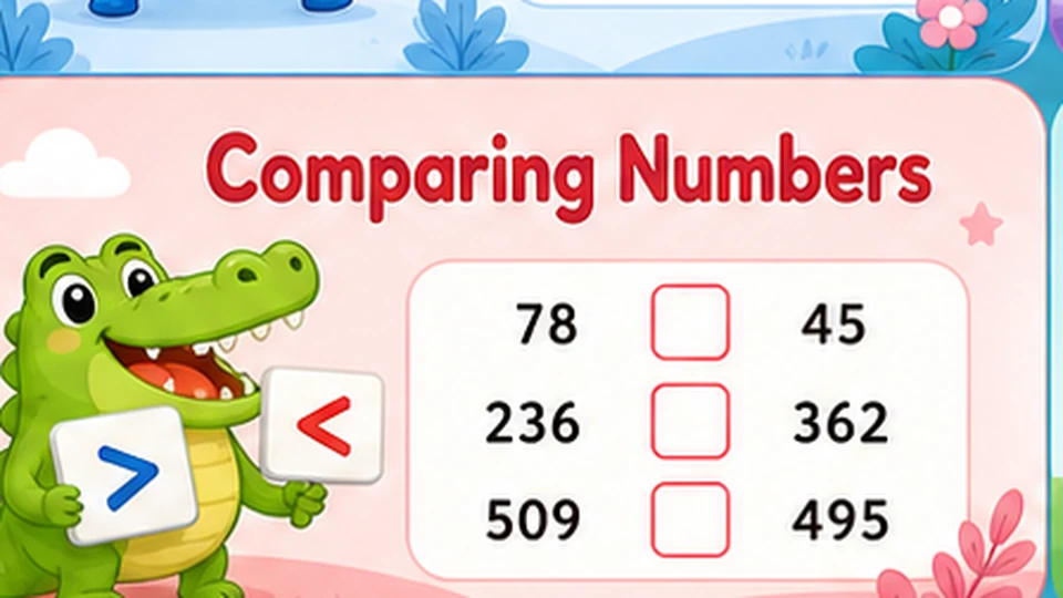 Comparing Numbers worksheet generator preview