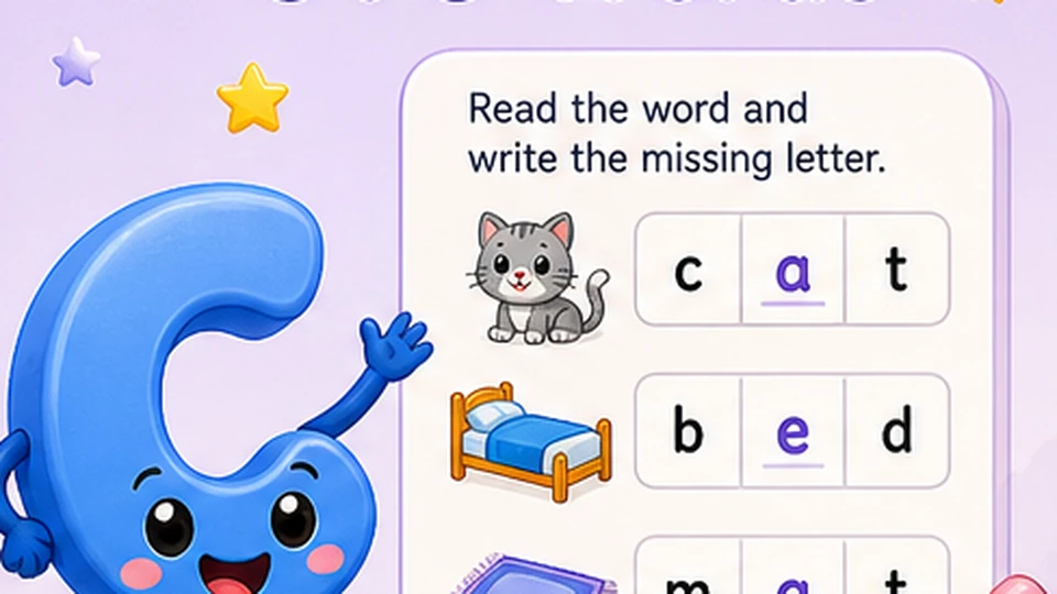 CVC Words worksheet generator preview