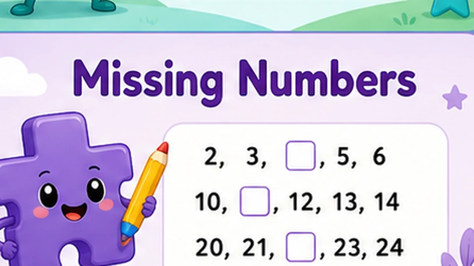 Missing Numbers worksheet generator preview