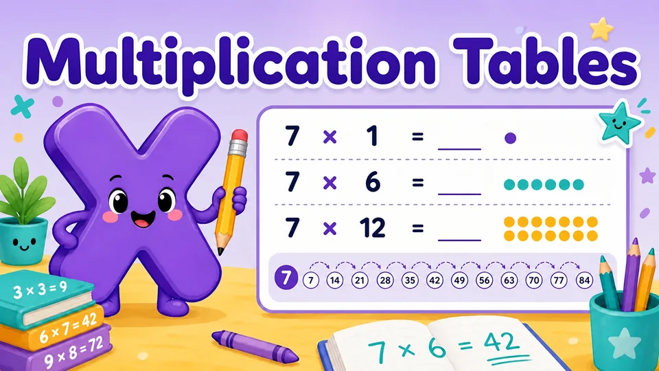 Multiplication Tables worksheet generator preview