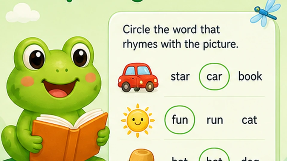 Rhyming Words worksheet generator preview