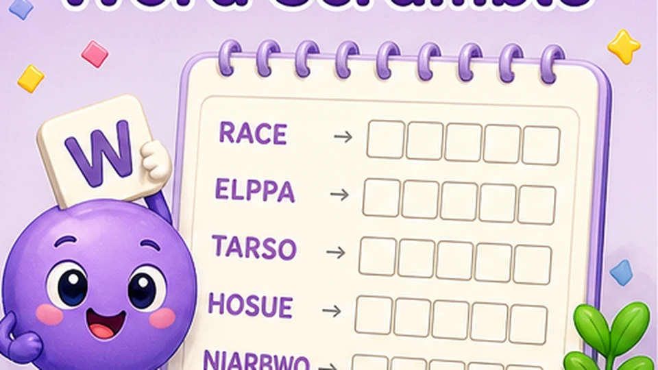 Word Scramble worksheet generator preview